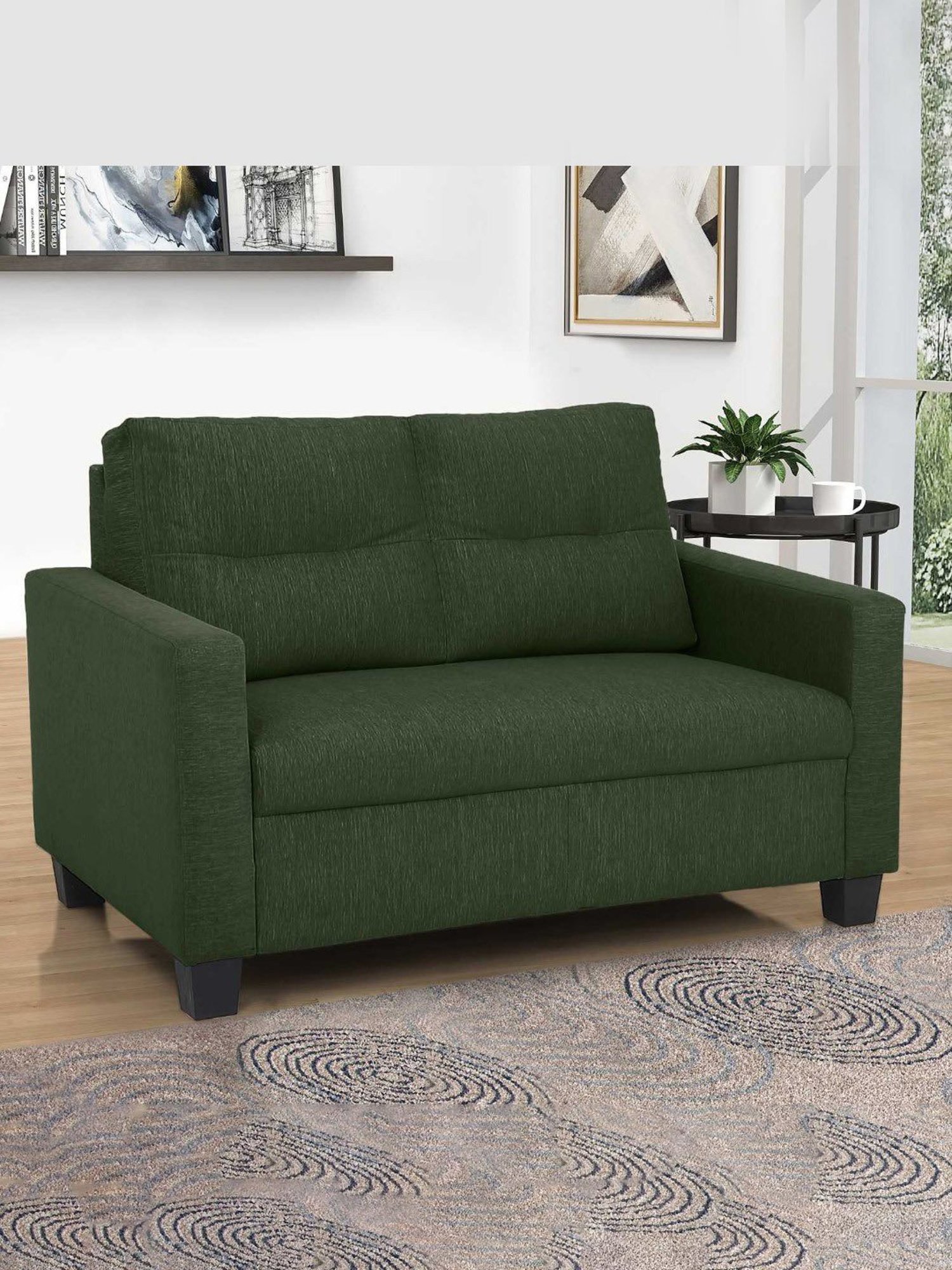 Duroflex Ease Sap Green Neem Wood 2 Seater Sofa