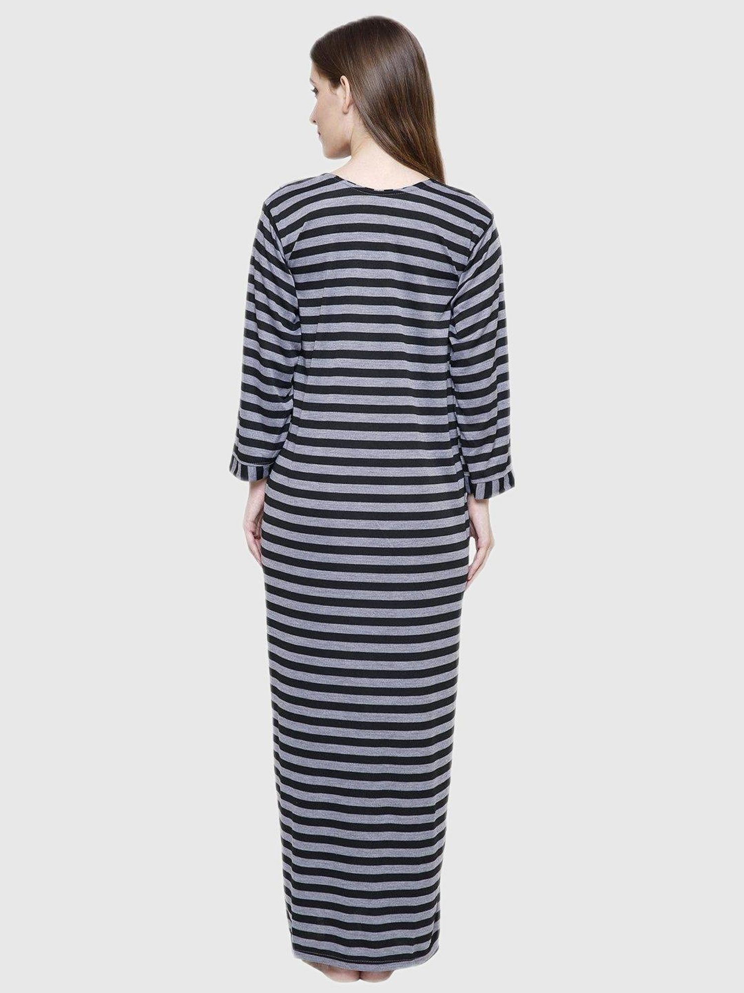 Secret Wish Grey Stripes Night Dress