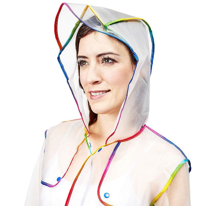 Juavle Clear Portable Rain Poncho Jacket Raincoat for Adults, 22 x 52 in