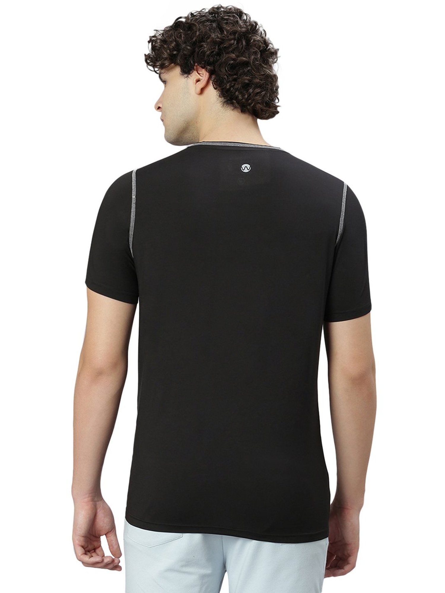 Slowave Black Regular Fit Crew T-Shirt