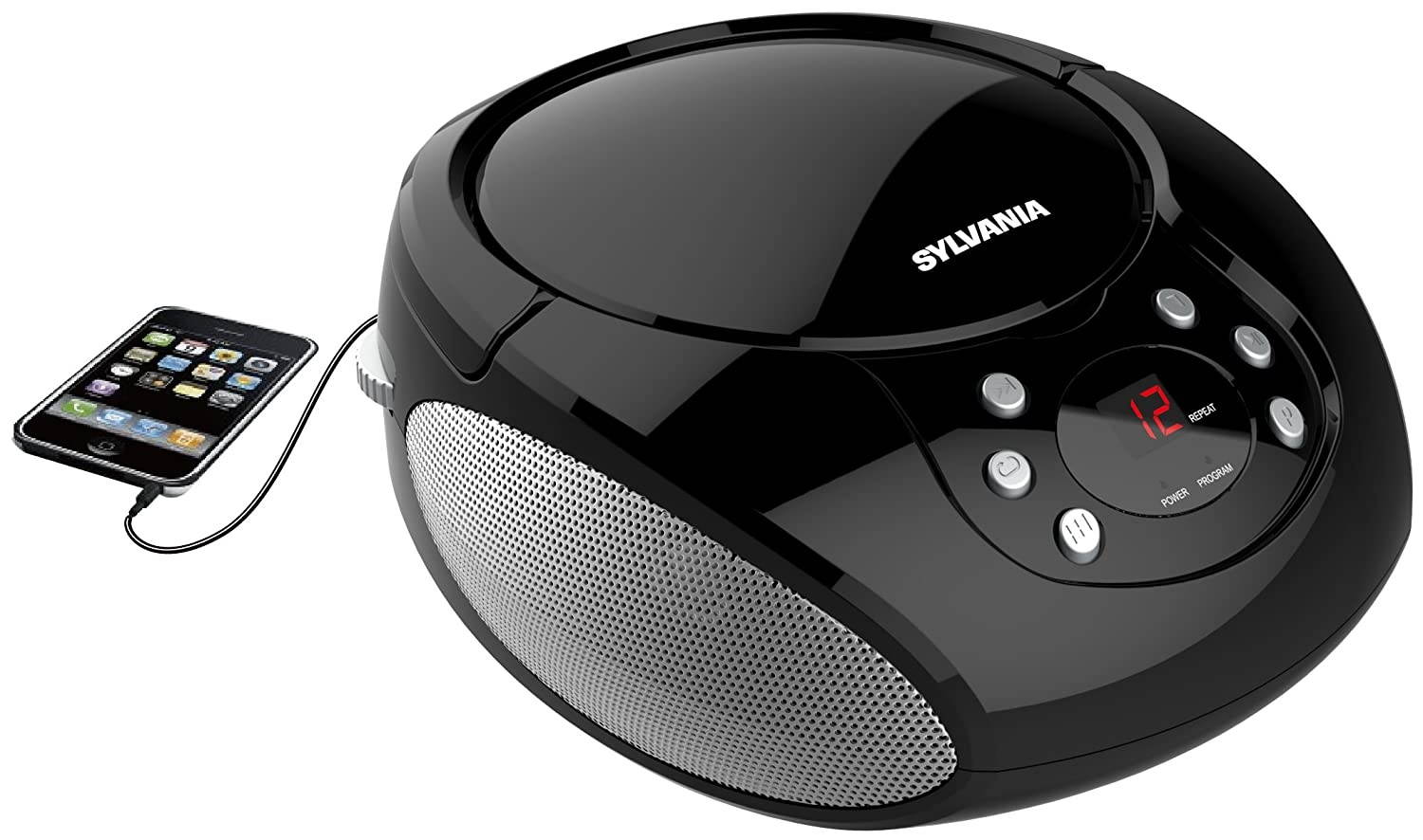 SYLVANIA SRCD261-B-BLACK Portable CD Player with AM/FM Radio (Black)