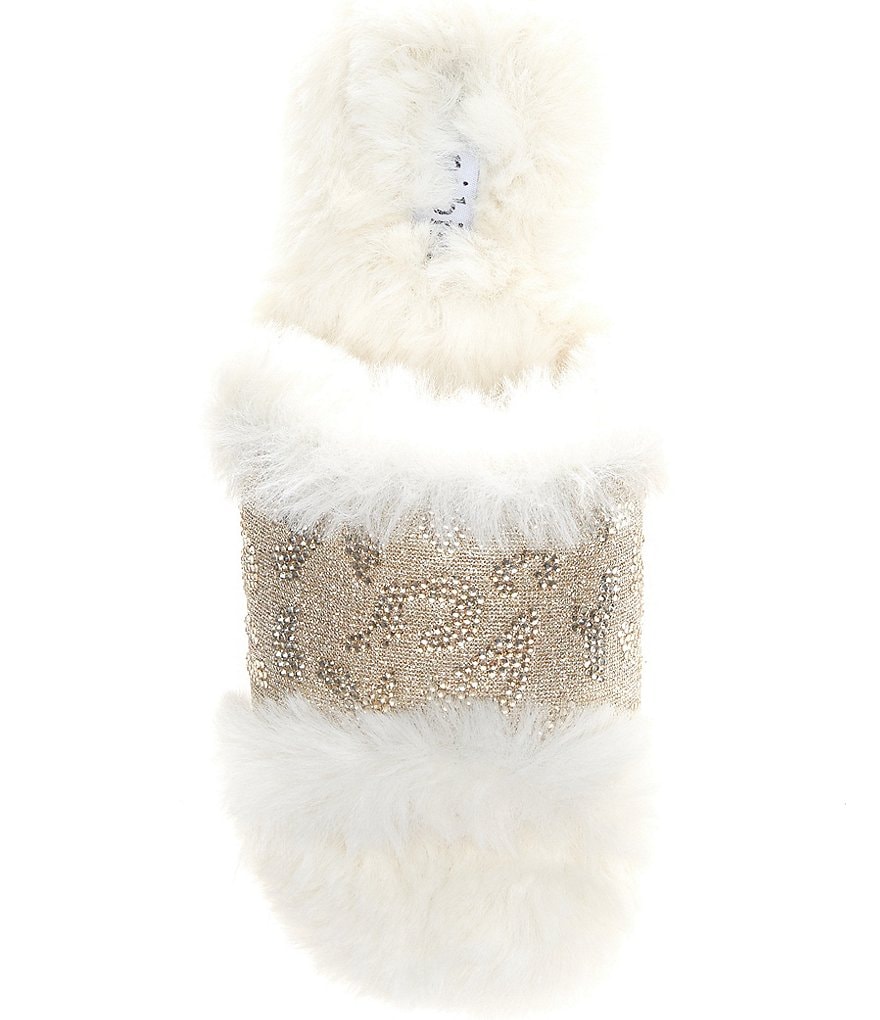 Gianni Bini Cushyy Faux Fur Rhinestone Embellished Leopard Print Slippers