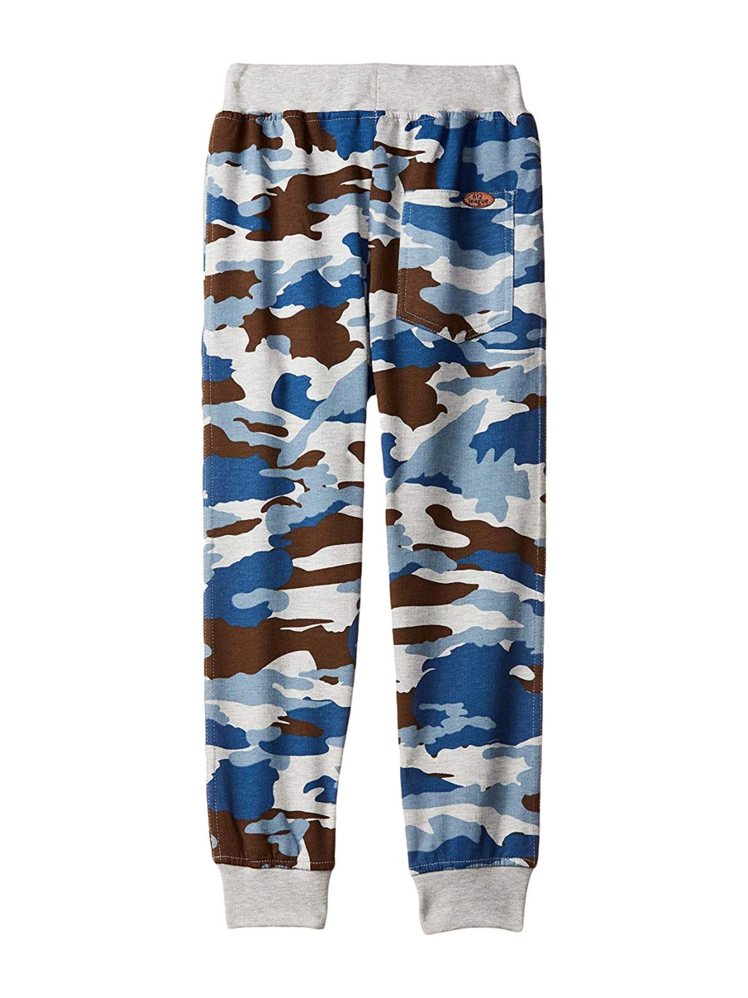 612 League Kids Blue & Grey Cotton Camouflage Pattern Joggers