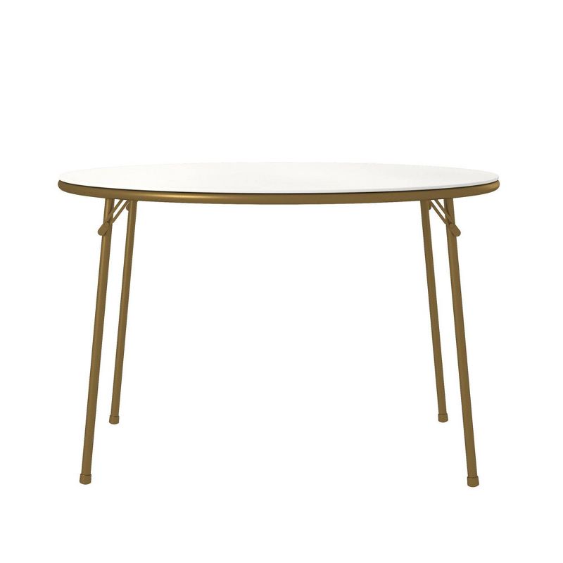 Cosco 44" Stylaire Round Vinyl Top Folding Table White/Gold