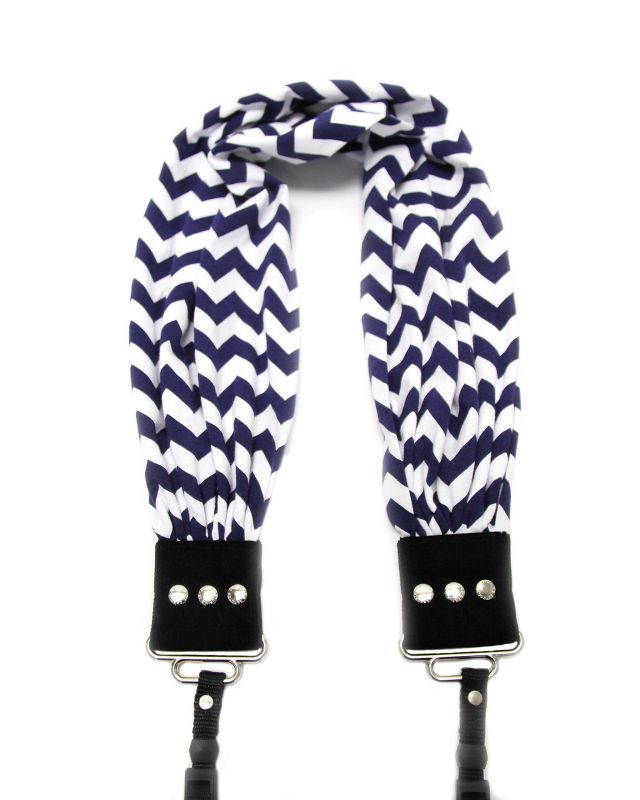 Chevron Navy Scarf Collection Camera Strap