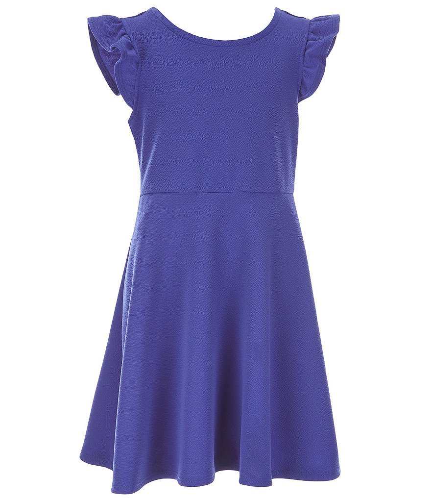 Poppies and Roses Big Girls 7-16 Ruffle-Sleeve Fit-and-Flare Dress