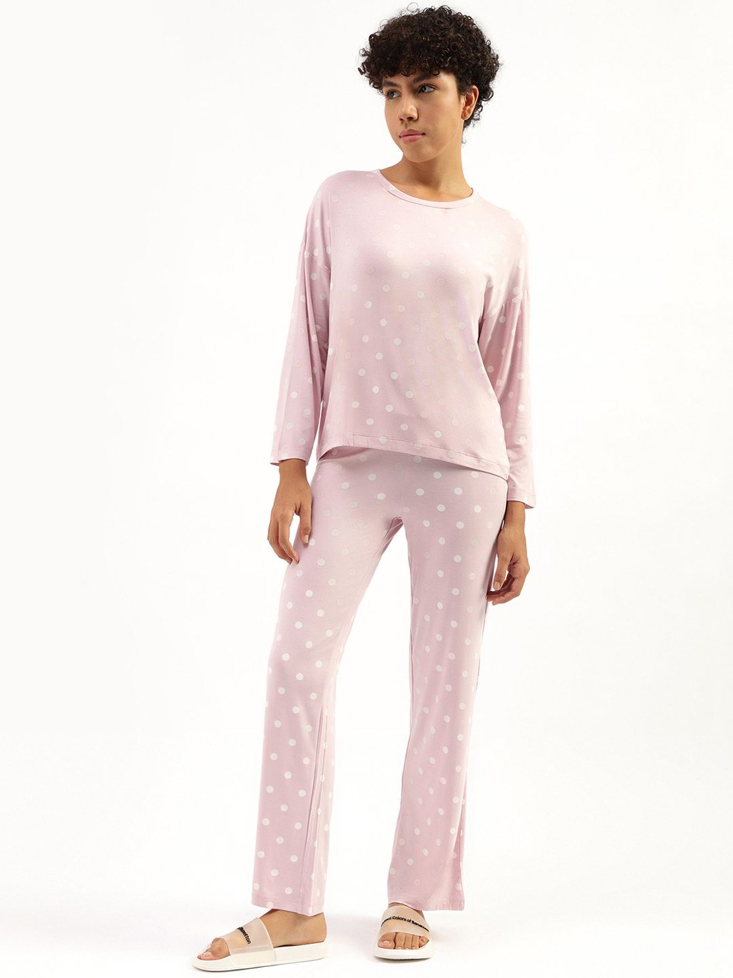 United Colors of Benetton Pink Polka Dot T-Shirt With Pyjamas