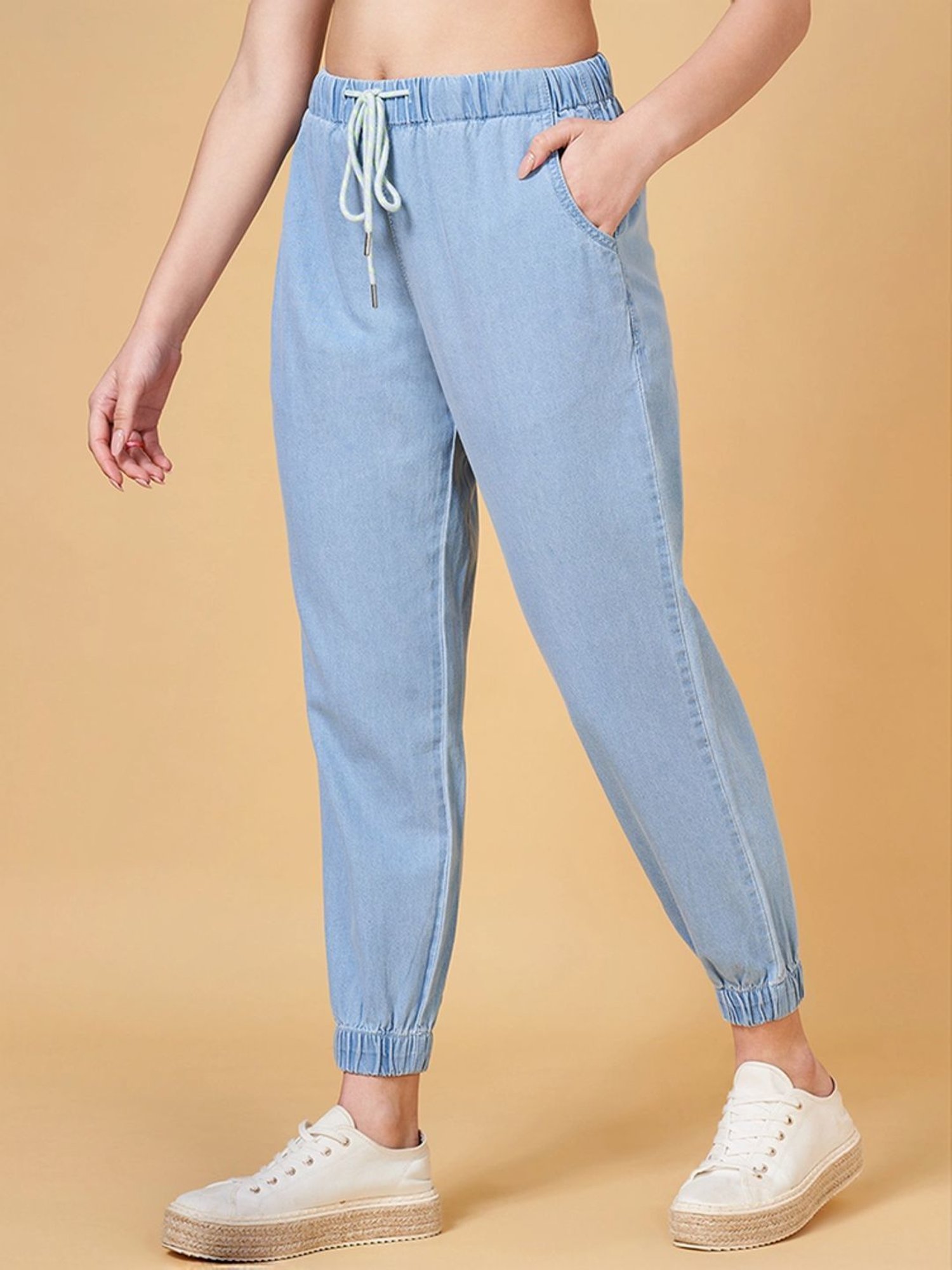 People by Pantaloons Blue Cotton Joggers