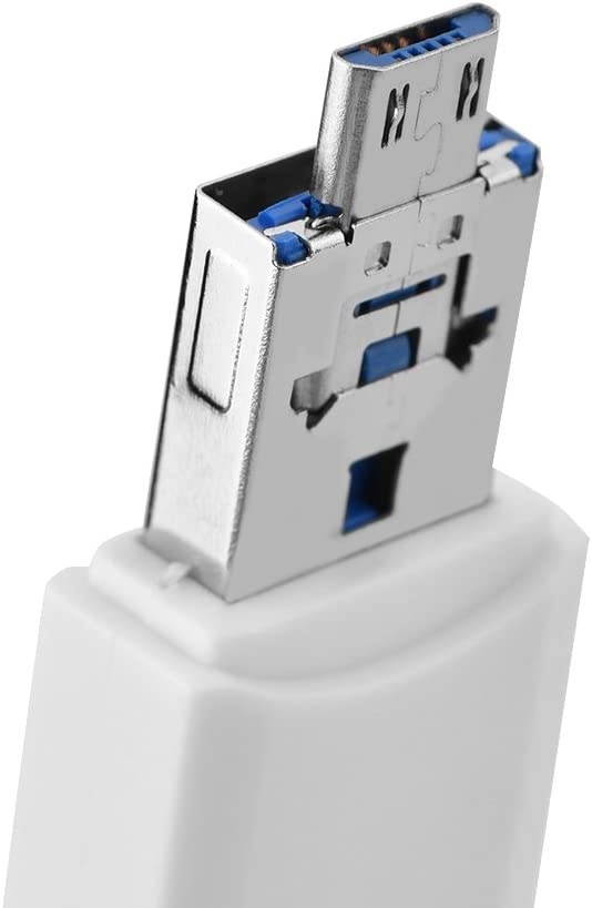 Estink 3 in 1 OTG Memory Card Reader, USB 3.1 Type C + USB + Micro USB Port, for TF/for Micro SD/SD Card, Plug and Play(White)