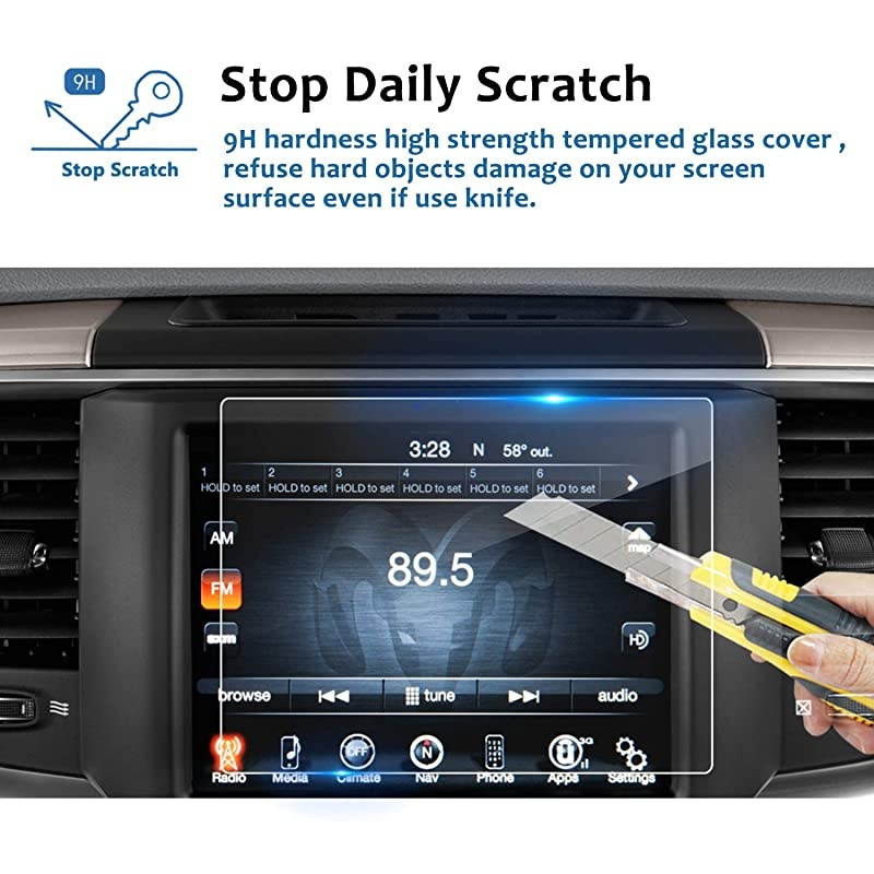 Fit for Dodge Ram 1500 2500 3500 20132018 2019 2020 Uconnect Tempered Glass Protector Special for 84 Inch inDash Center Navigation Display Screen 2 Pack