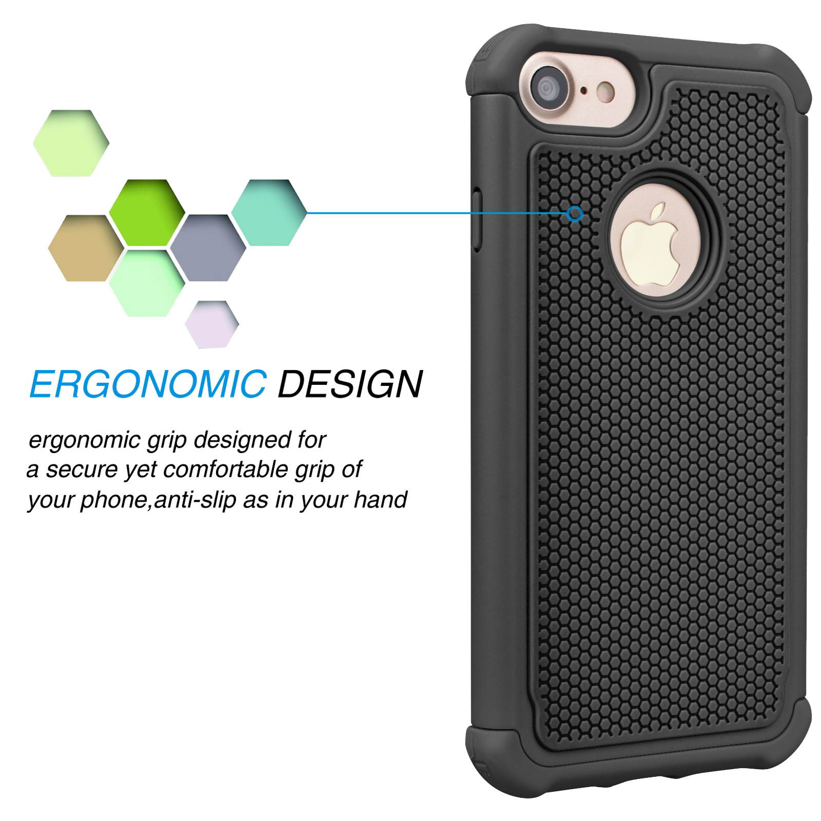 Tekcoo for iPhone 8 Case/iPhone 7 Cute Case, [Tmajor] Shock Absorbing Cases [Blue] Hybrid Bumper Sturdy Defender Rugged Cases Cover Plastic Outer & Rubber Silicone Inner