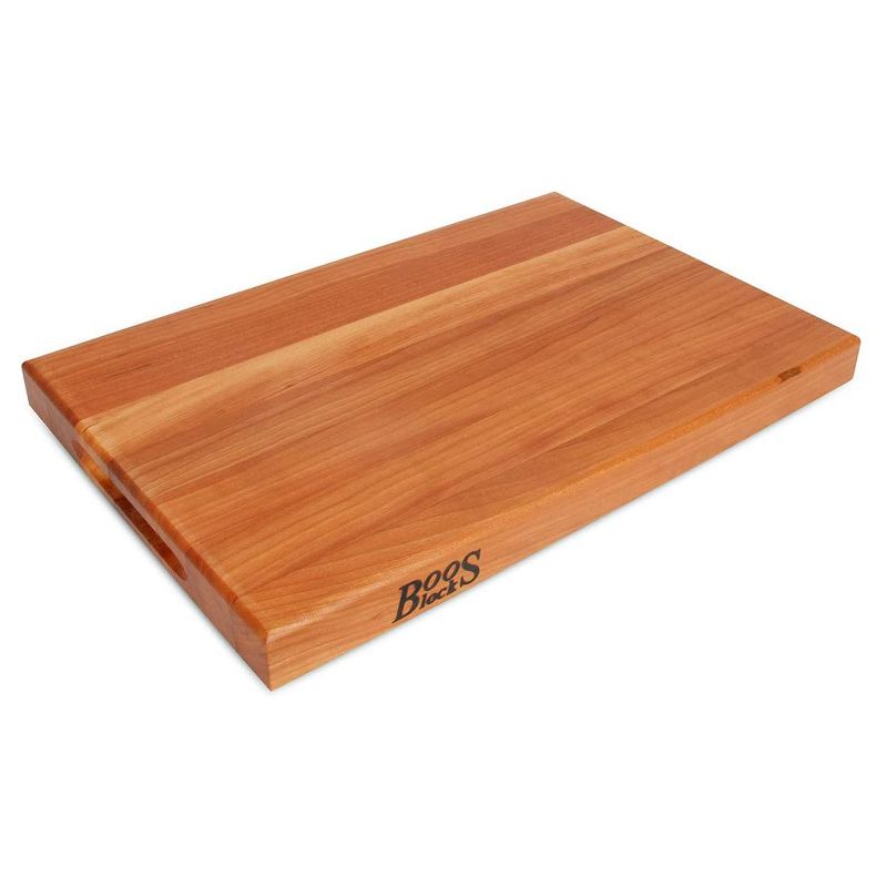 John Boos Reversible 18 x 12 Inch Cherry Wood Cutting Board Block Bundle with 3 Piece Wood Cutting Board Care and Maintenance Set