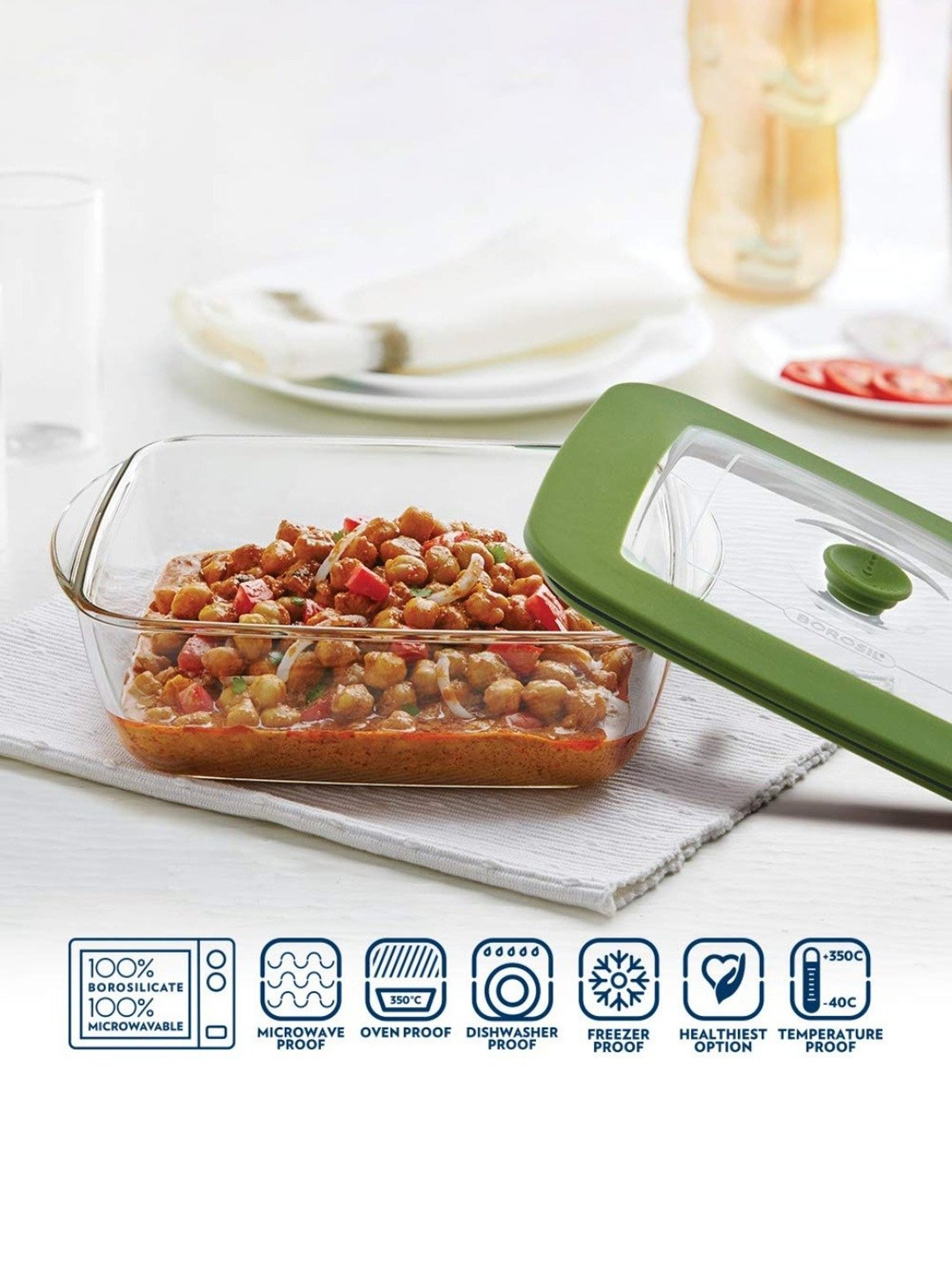 ?Borosil ?Transparent Glass DIsh (2200 ML)