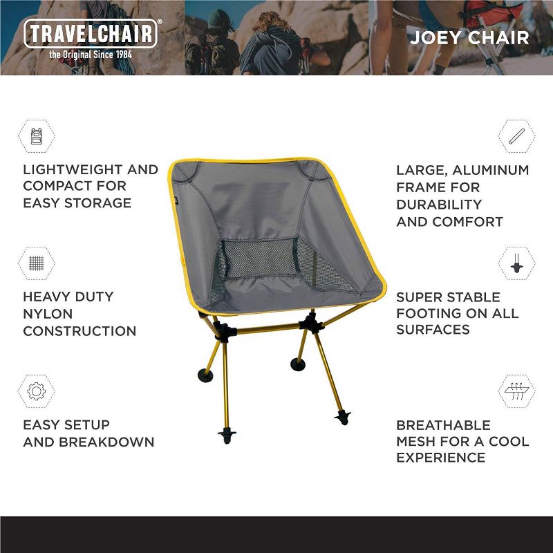 TravelChair 7789 Joey Chair Portable Compact Camping Hunting Fishing 300 Pound Capacity, Gray