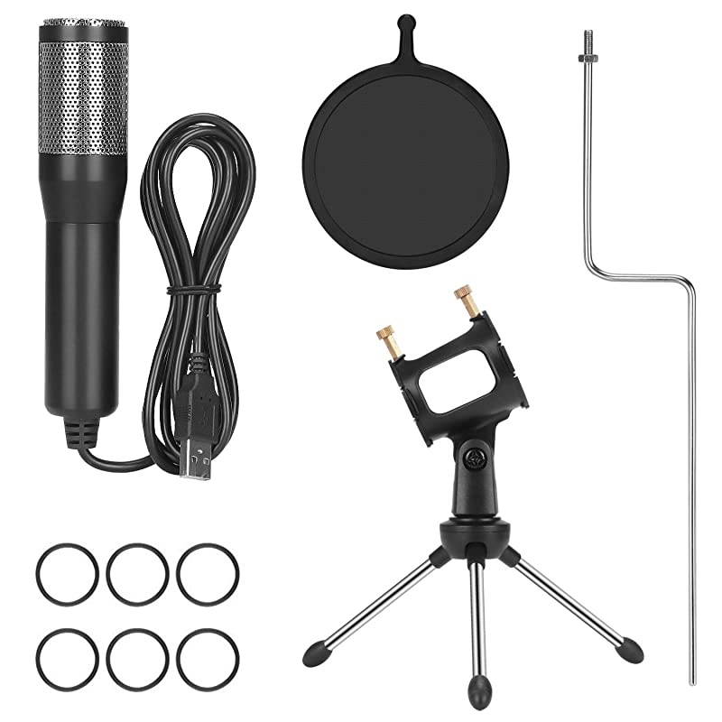 Studio Recording MicrophoneUSB Condenser Podcast MicrophonePlug and Play Desktop Gaming Streaming Microphone with Pop Filter for PcSkypeSingYouTube