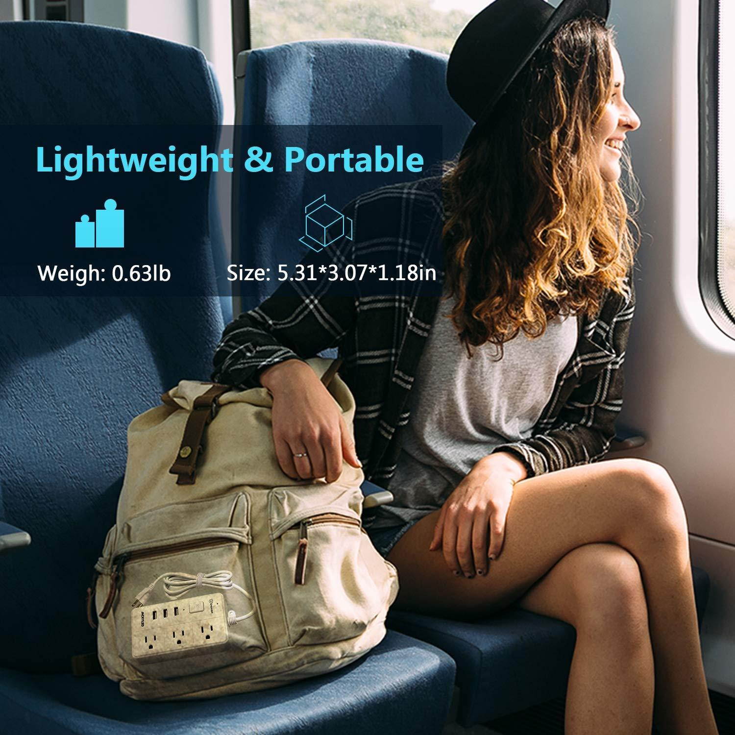 Power Strip with Child Safety Shutter JACKYLED Desktop Surge Protector with USB 6ft Long Extension Cord Multiple Protection Charging Station with Switch Control for Home Office White