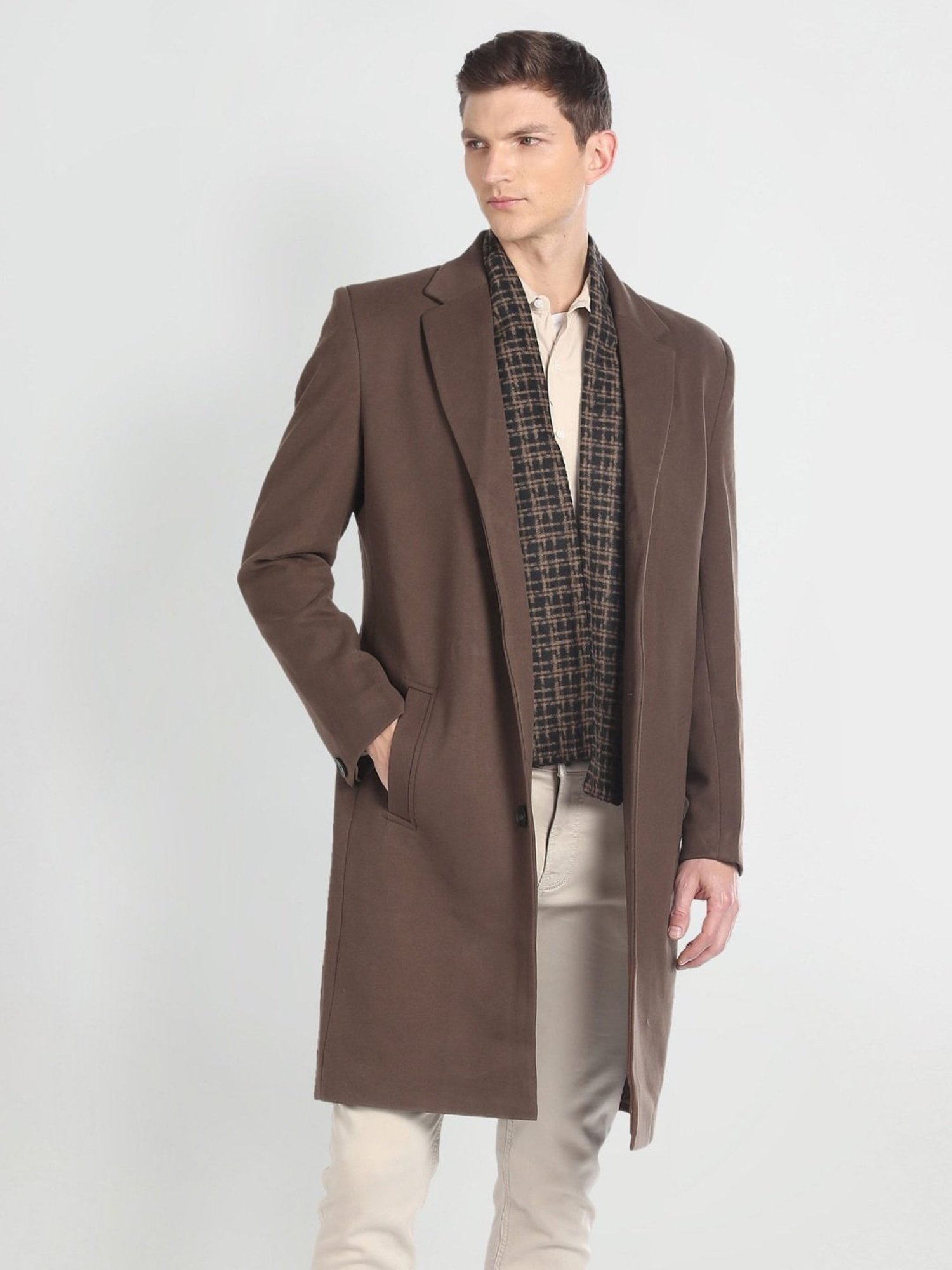 Arrow Sport Brown Regular Fit Overcoat