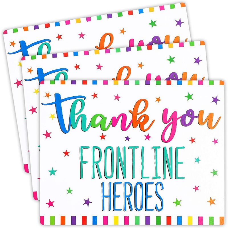 3-Pack Thank You Frontline Heroes Signs, Colorful Theme Appreciation for Front Line Workers (11.5" x 9")