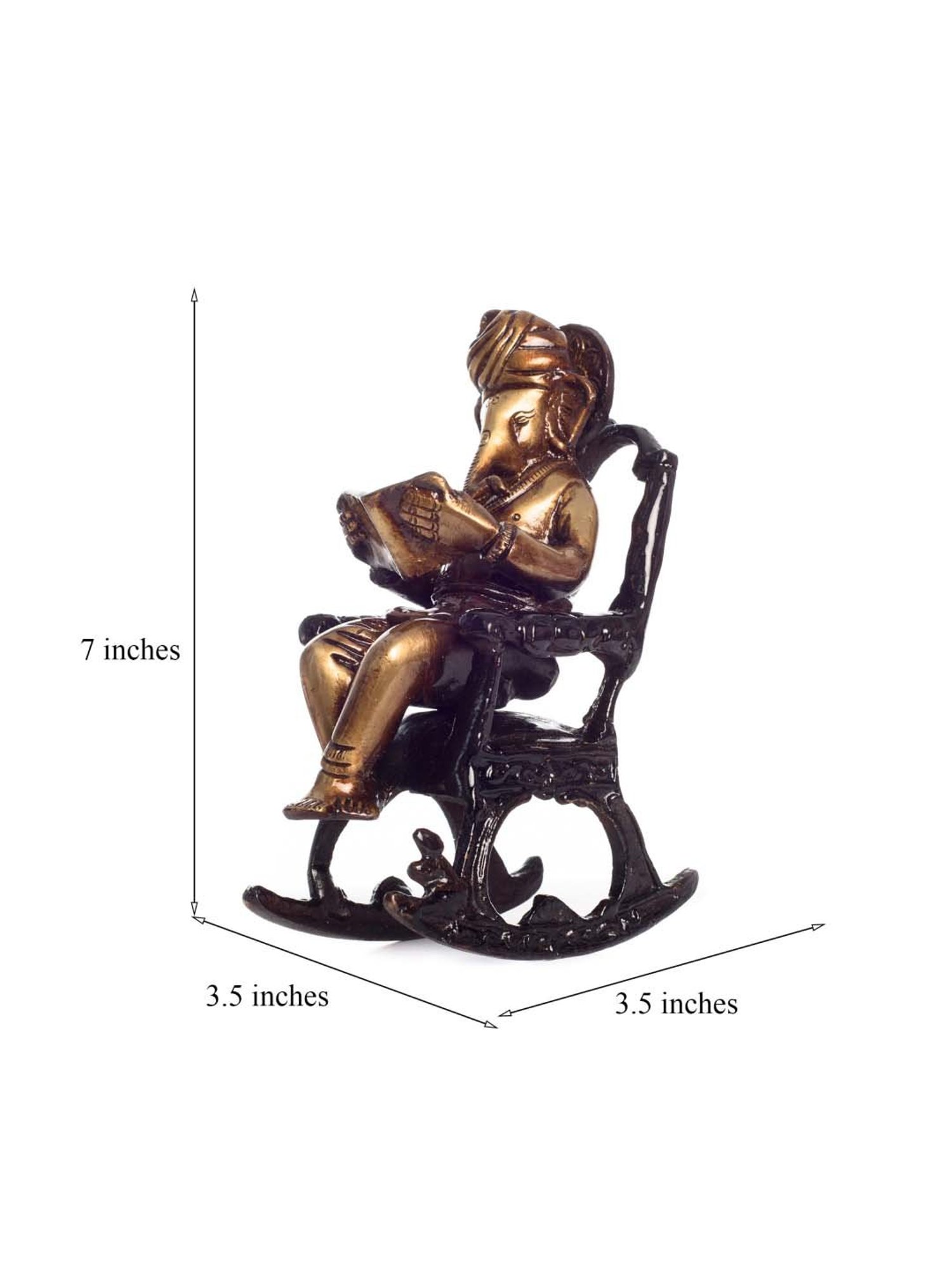 eCraftIndia Brass Lord Ganesha on Rocking Chair Antique Showpiece