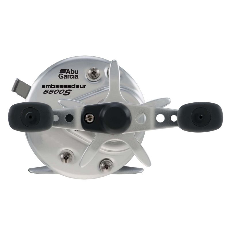 Abu Garcia AMBS-6500 Ambassadeur S Round 255/17 Right Handed Baitcasting Fishing Reel, Silver & Black