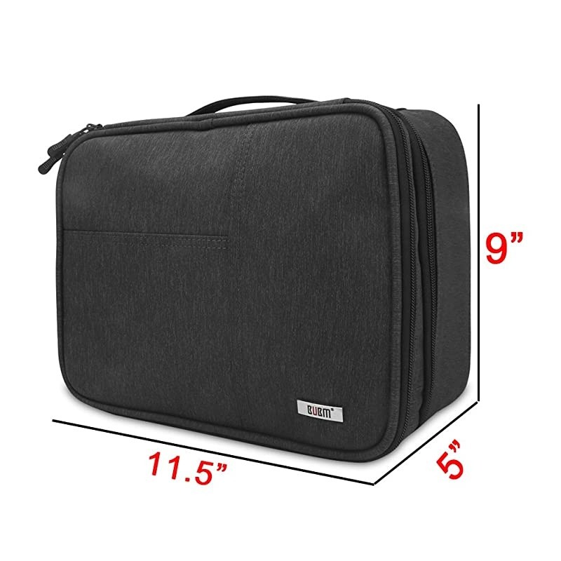Electronic Organizer, Double Layer Travel Gadget Storage Bag for Cables, Cord, USB Flash Drive, Power Bank and More-a Sleeve Pouch for 7.9" iPad Mini(Medium,Black)