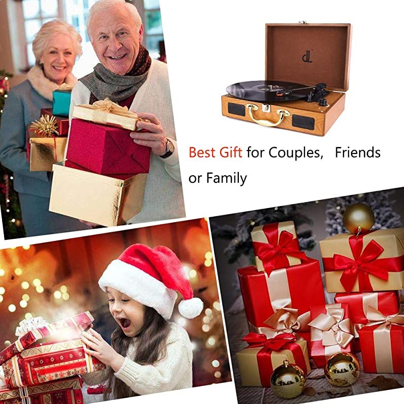 for Vinyl Records Portable Record Player 3 Speed Suitcase Phonograph with Builtin Stereo Speakers PC Recorder Headphone Jack