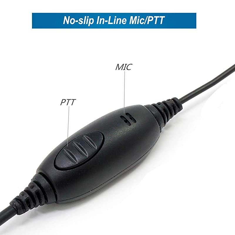 2 Pin D Shape Security Clip-Ear Earphone Headset Compatible with Retevis Kenwood PUXING UV5R UV82 888S H777 Radio with PTT MIC (10 Pack)