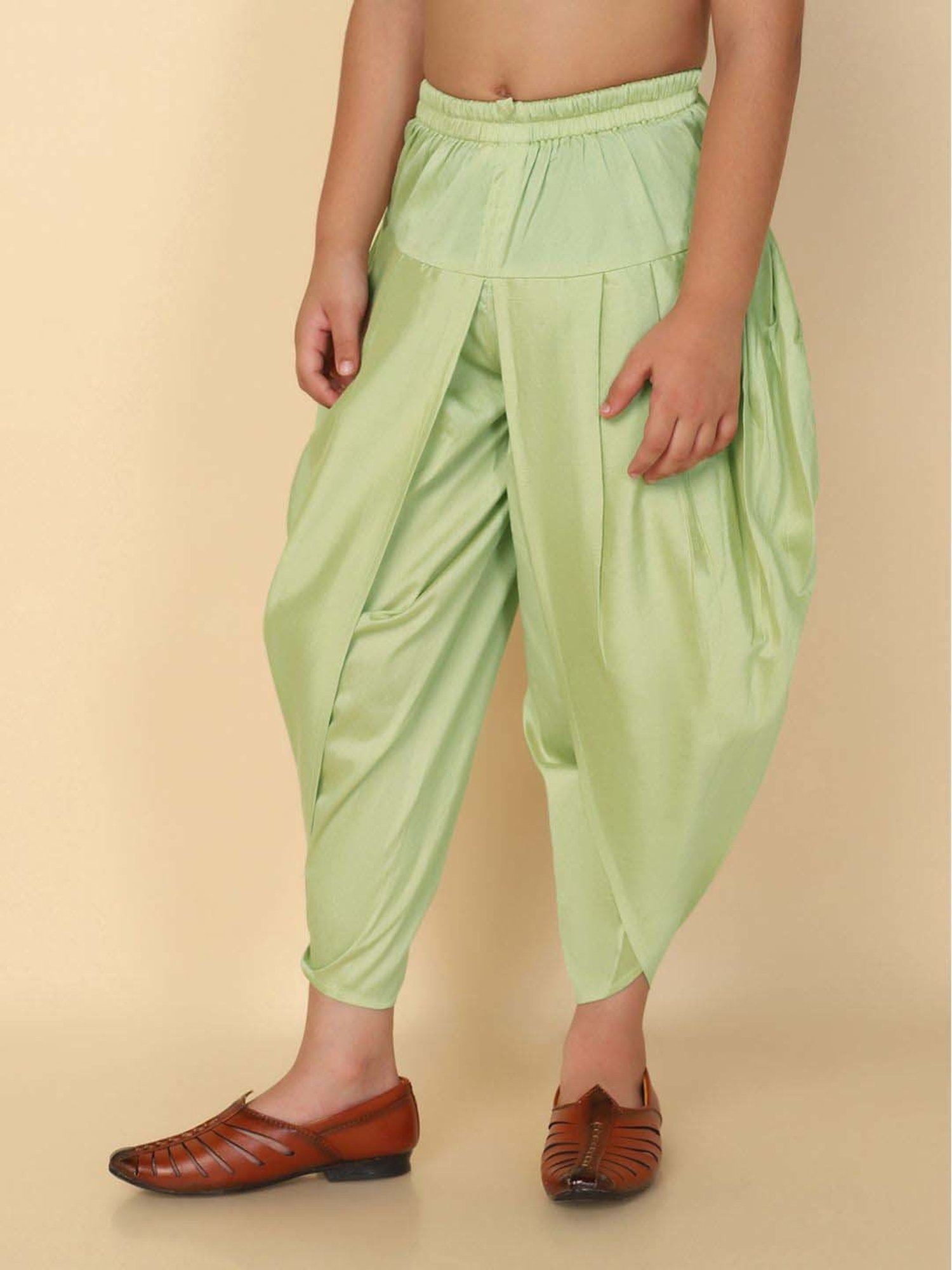 KISAH Kids Green Cotton Regular Fit Dhoti Pants