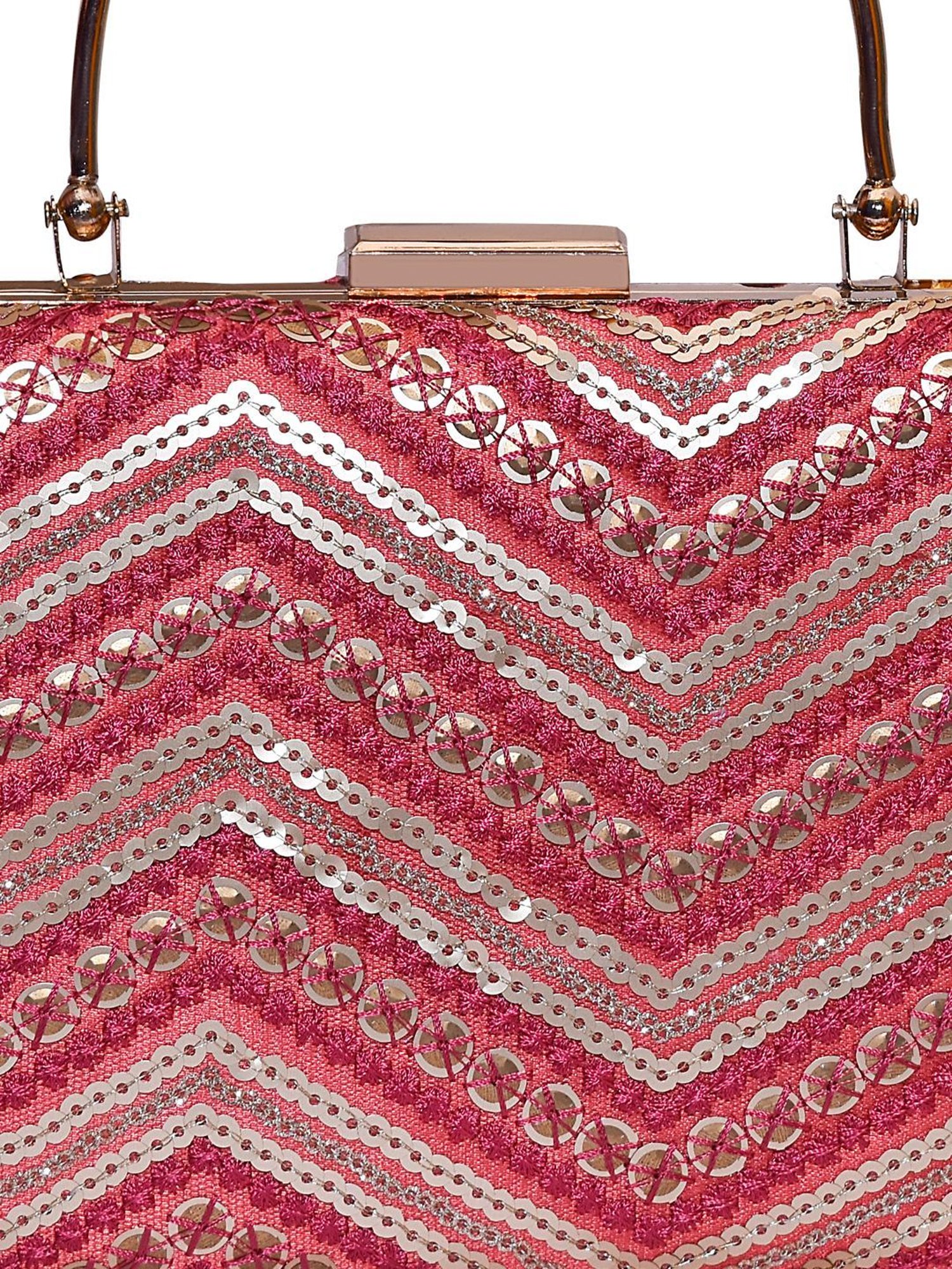 Horra Dark Pink Embellished Clutch