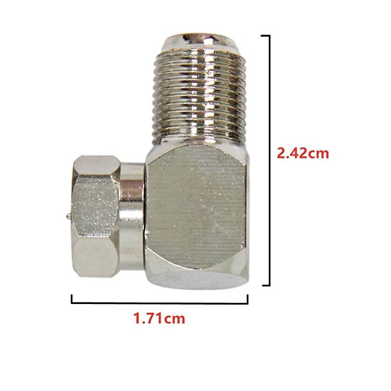 Rght Angle Coax 10Pack F Type Male to Female Coaxial Cable Connector  90 Degree Adapter for Wall Mounted TV Modem Wall Plate Satellite Receiver