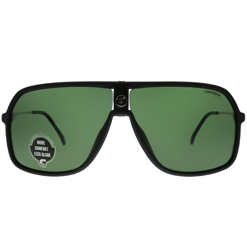 Carrera Navigator 1019/S 003 UC Unisex Aviator Polarized Sunglasses Matte Black with Green Polarized Lens 64mm