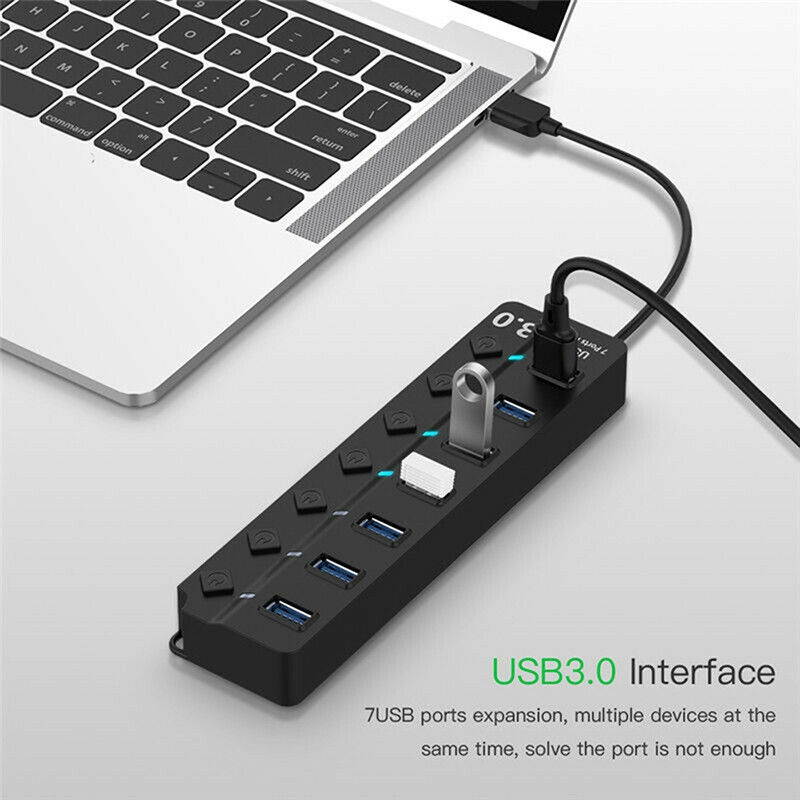 4 Ports USB 3.0 Date Cable for PC Laptop Windows Multi-function USB Dock Hot Swapping Support for Mac, PC, USB Flash Drives and Other Devices HHB with Switch