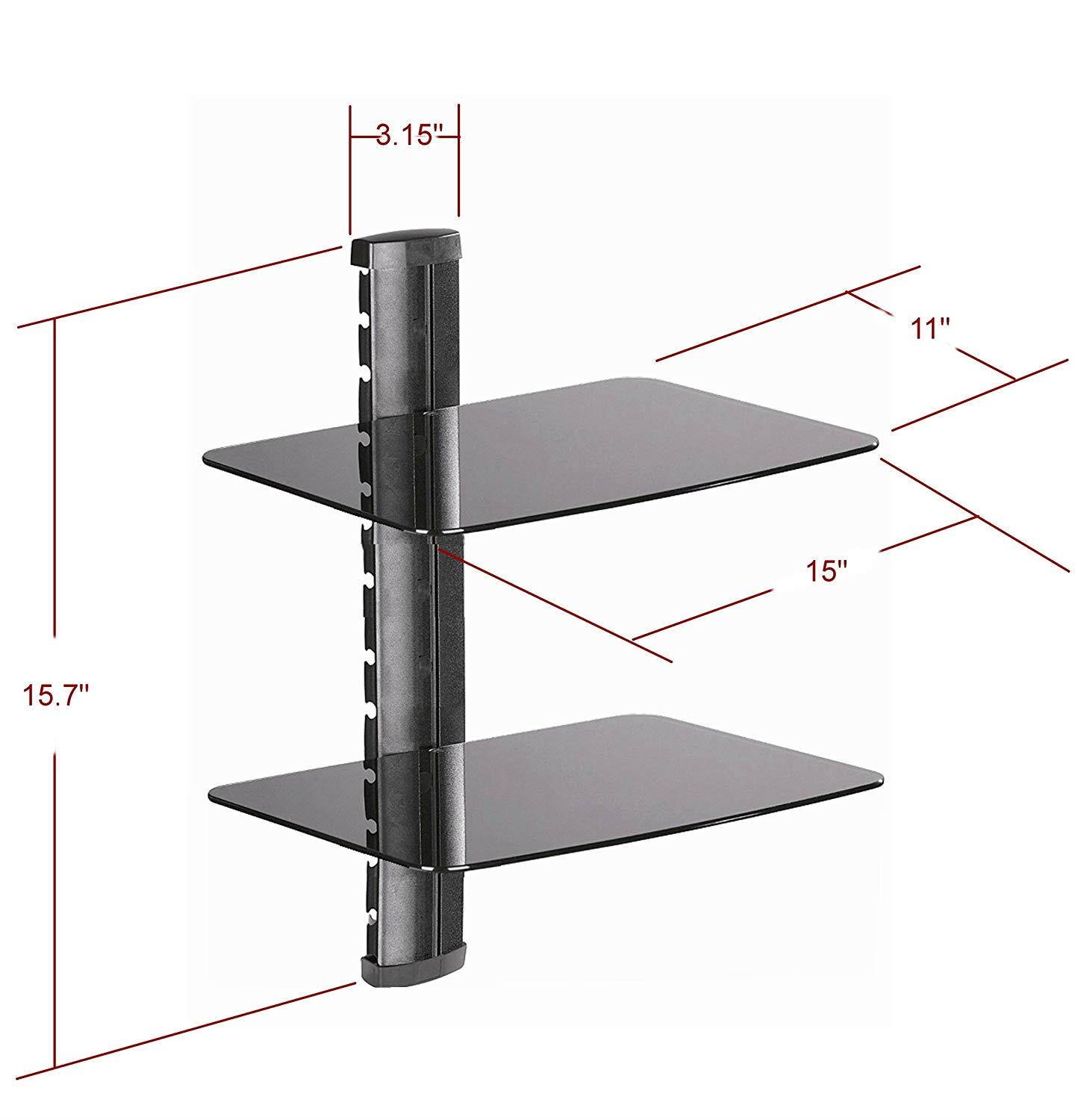 Universalmounts Under TV 2 Shelf Wall Mount for DVR Box or Cable Box or Satellite Box