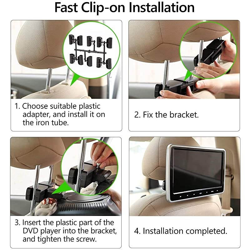 2021 Newest Headrest DVD Player Car DVD Player 10.1'' Dual Car DVD Players with 2 Headphones  C1100A for Kids Support Same/Different Video Playing/AV Out & in HDMI USB SD Port Touch Button-C1100A