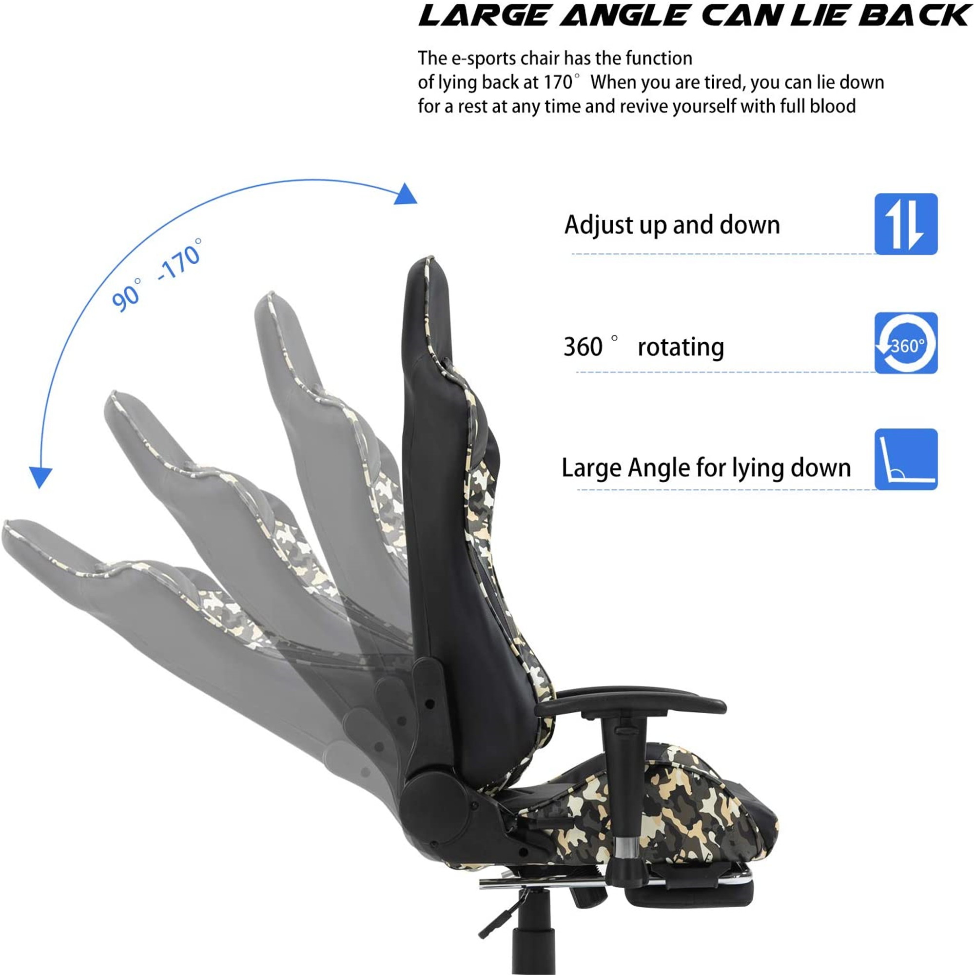 Ergonomic Gaming Chair Racing Chair E-Sports Chair Home Office Chair Computer Game Chair with PU Leather,3D Adjustable Arm,Memory Foam,Lumbar Support,Headrest and Footrest