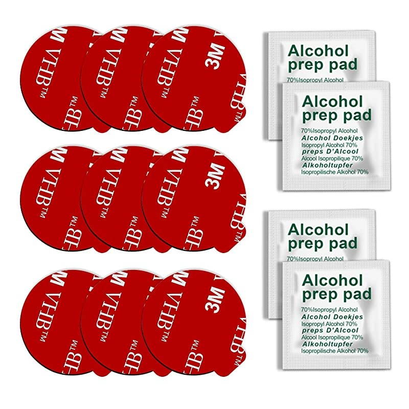9 Pack Pops Sticky Adhesive Replacement for Socket Mount Base VHB 3M Sticker Pads for Phone Collapsible Grip Stand Back 9pcs 35mm Double Sided Tapes 4pcs Alcohol Prep Pads