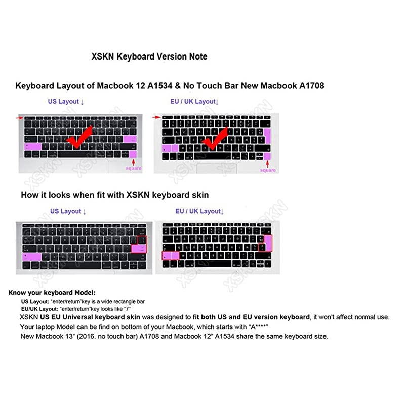 Shortcut Design Keyboard Skin Cover for New MacBook 12 (2015 Model A1534) and New MacBook Pro 13 (2016 Version A1708, No Touch Bar), US&EU Version (Studio One 3)