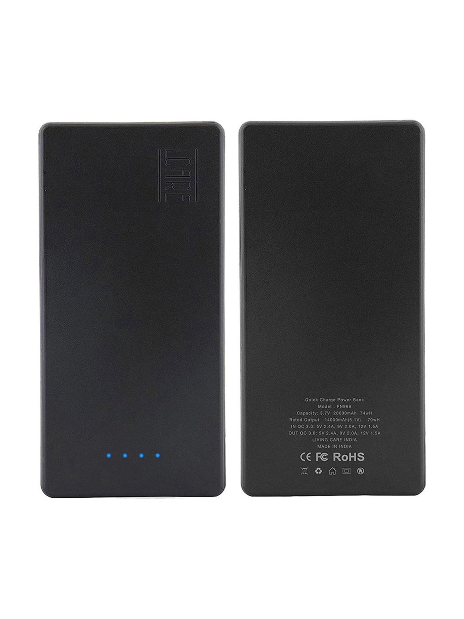 LCARE 18W Power Bank 20000mAh With QC 3.0 LED Indicator (Black)