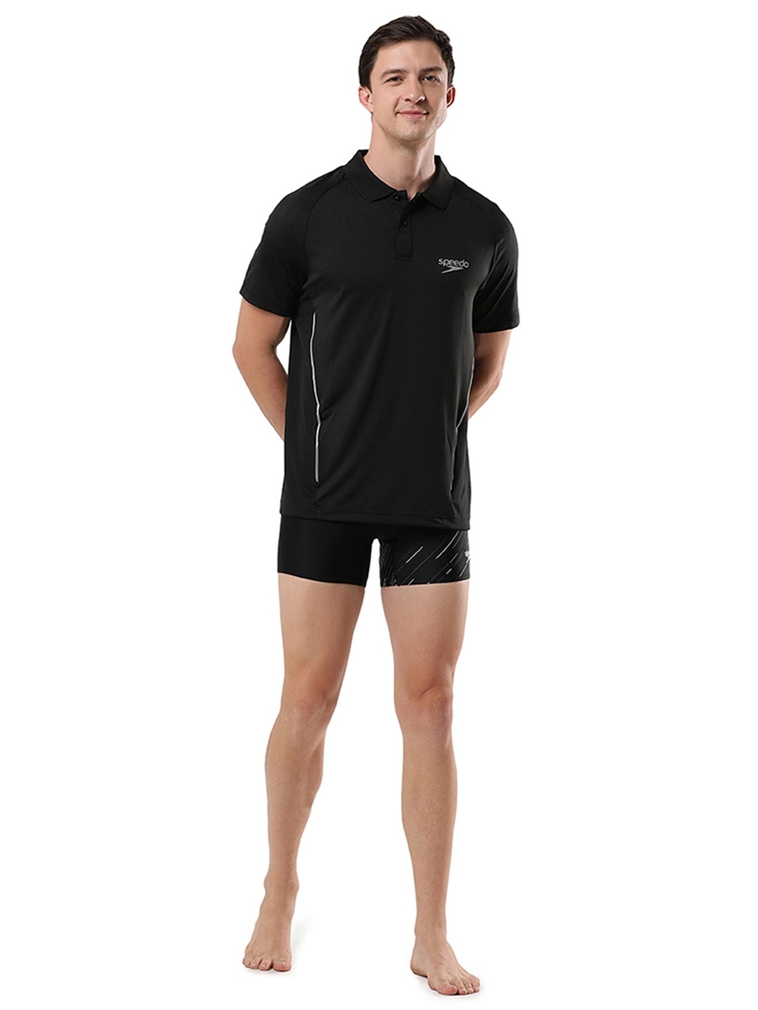 Speedo Black Regular Fit Sports Polo