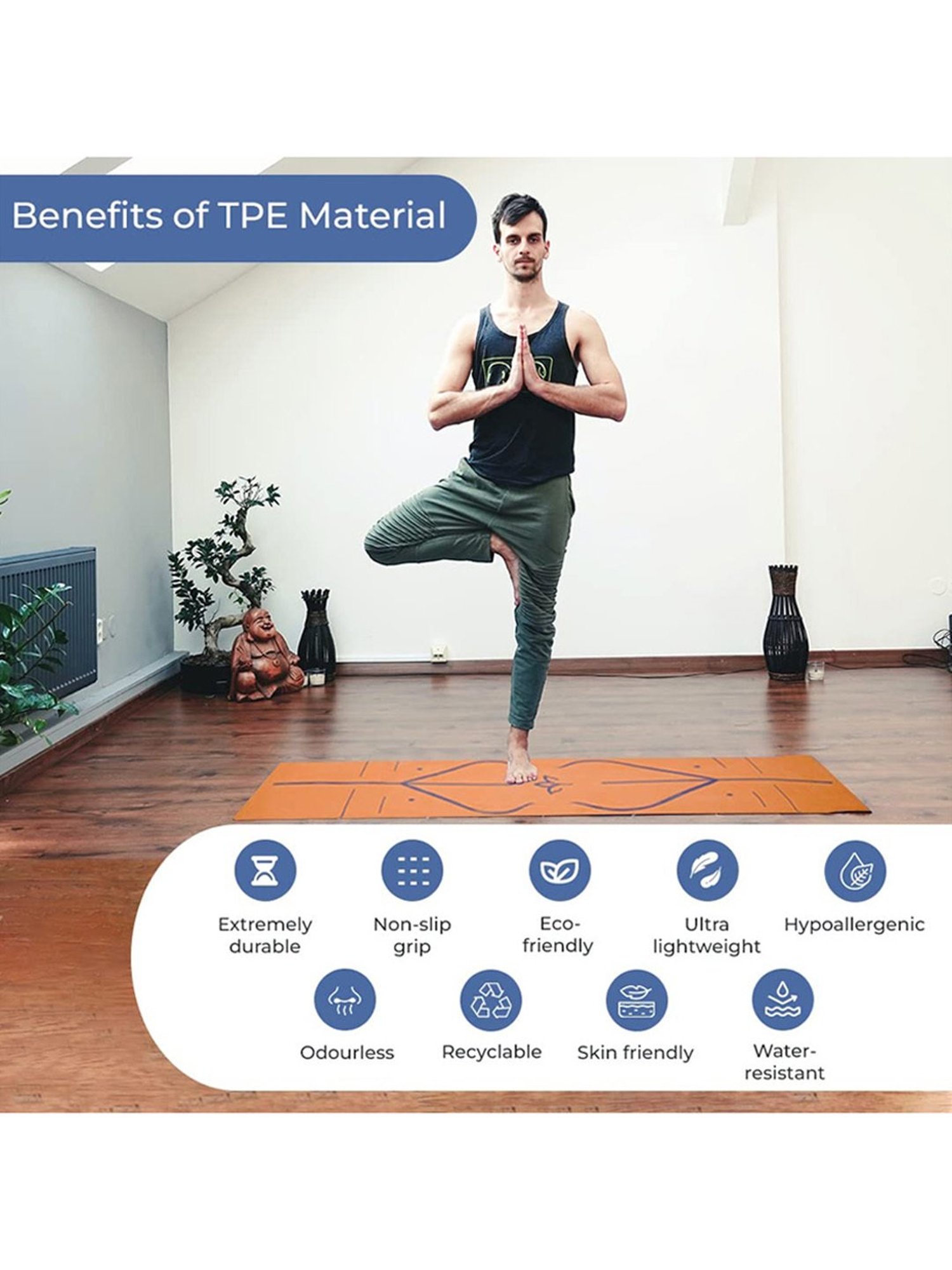 Yogarise Anti-Skid Yoga Mat Combo (Tan) Size - 6mm