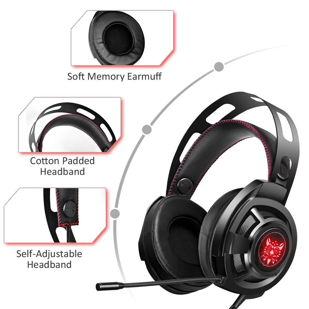 ONIKUMA M190 Gaming Headset, Computer Esports Gaming Headset Head-Mounted Anti-Noise Subwoofer Headphones for PS4, PC, Xbox One Controller
