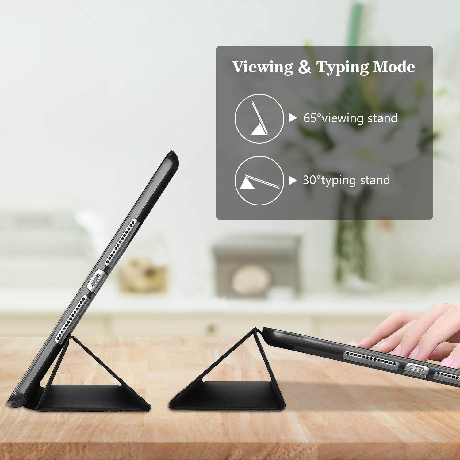 ProCase iPad 10.2 Case 2019 7th Gen Case with Flexible Soft TPU Back Cover, Slim Steady Stand Case for iPad 7th Generation (A2197 A2198 A2200) -Black