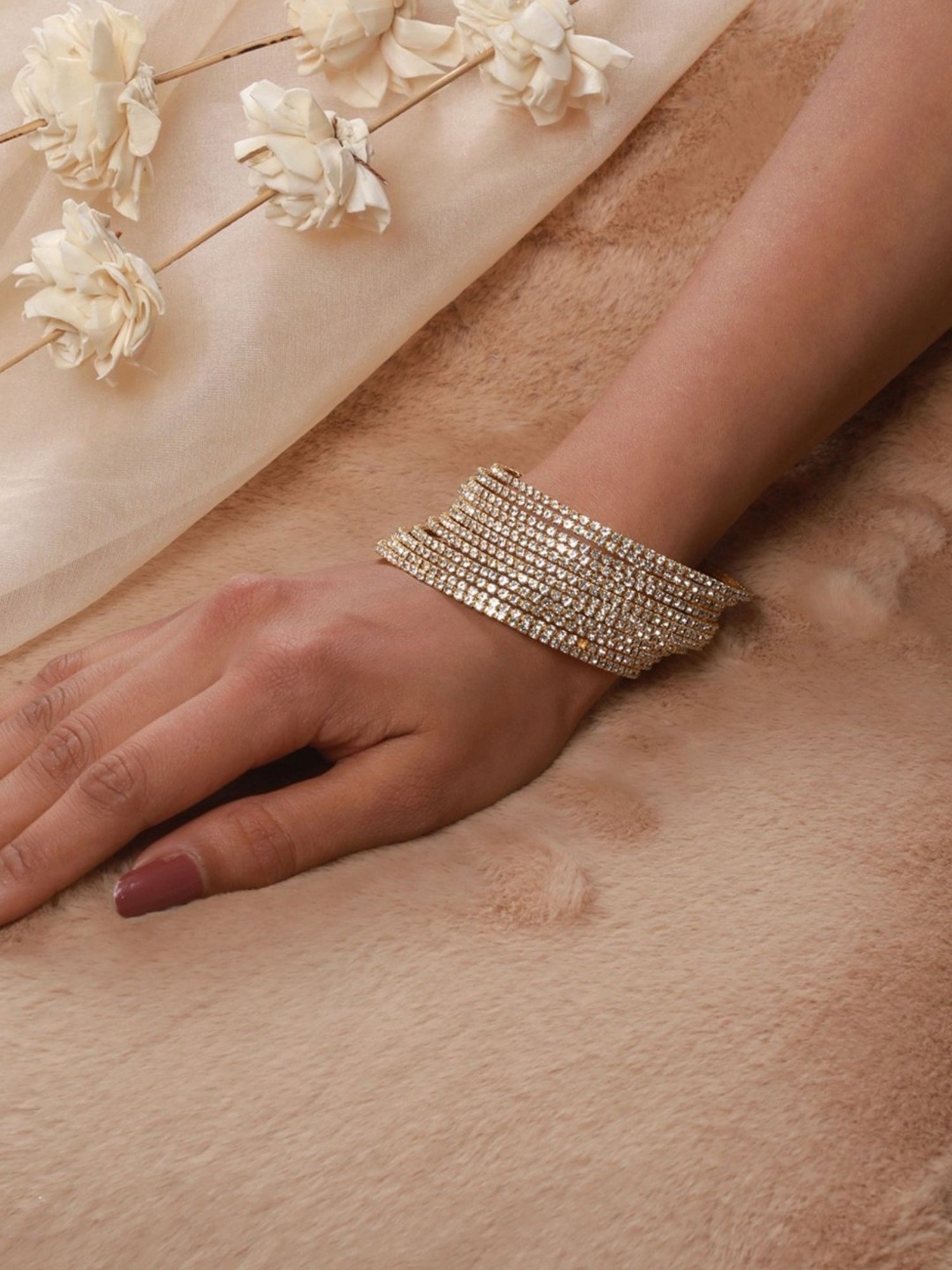 Aatmana Gold-Plated & CZ Studded Bangles for Women (Set of 12) - 2.8