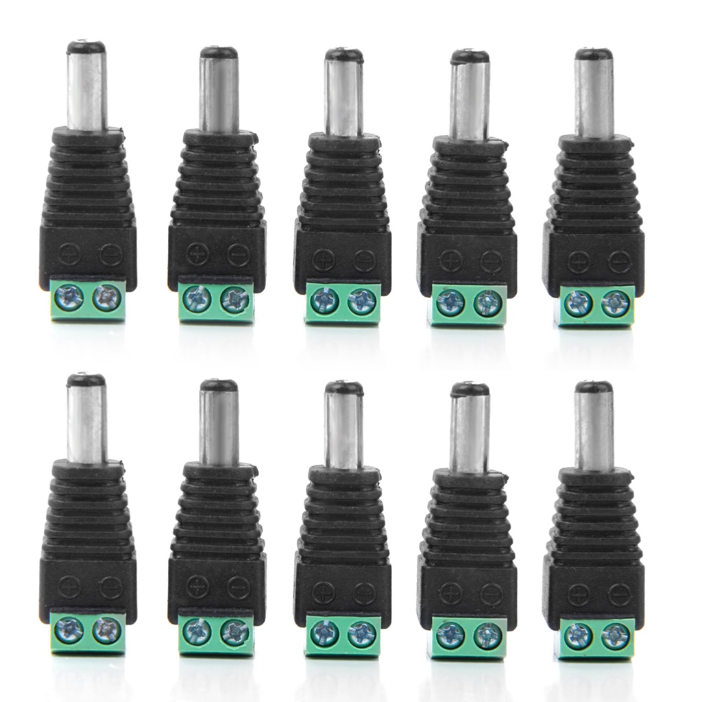 10x DC Power Male Cable Adaptor Plug Jack Wire Connector for CCTV Camera