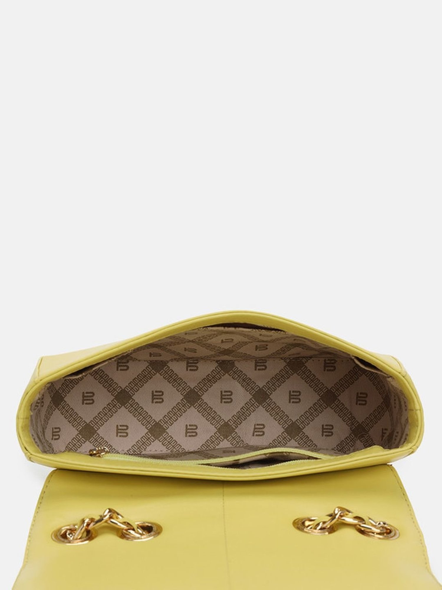 BAGATT Yellow Leather Quilted Sling Handbag