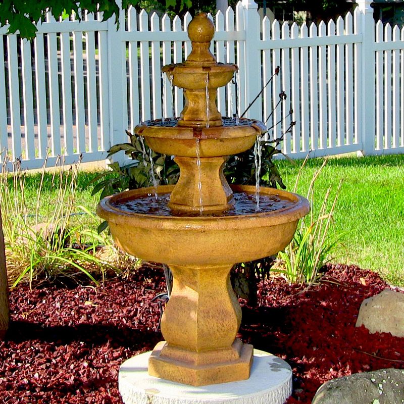 Chatsworth Two Tier Solar On Demand Fountain with Weathered Stone - Smart Solar