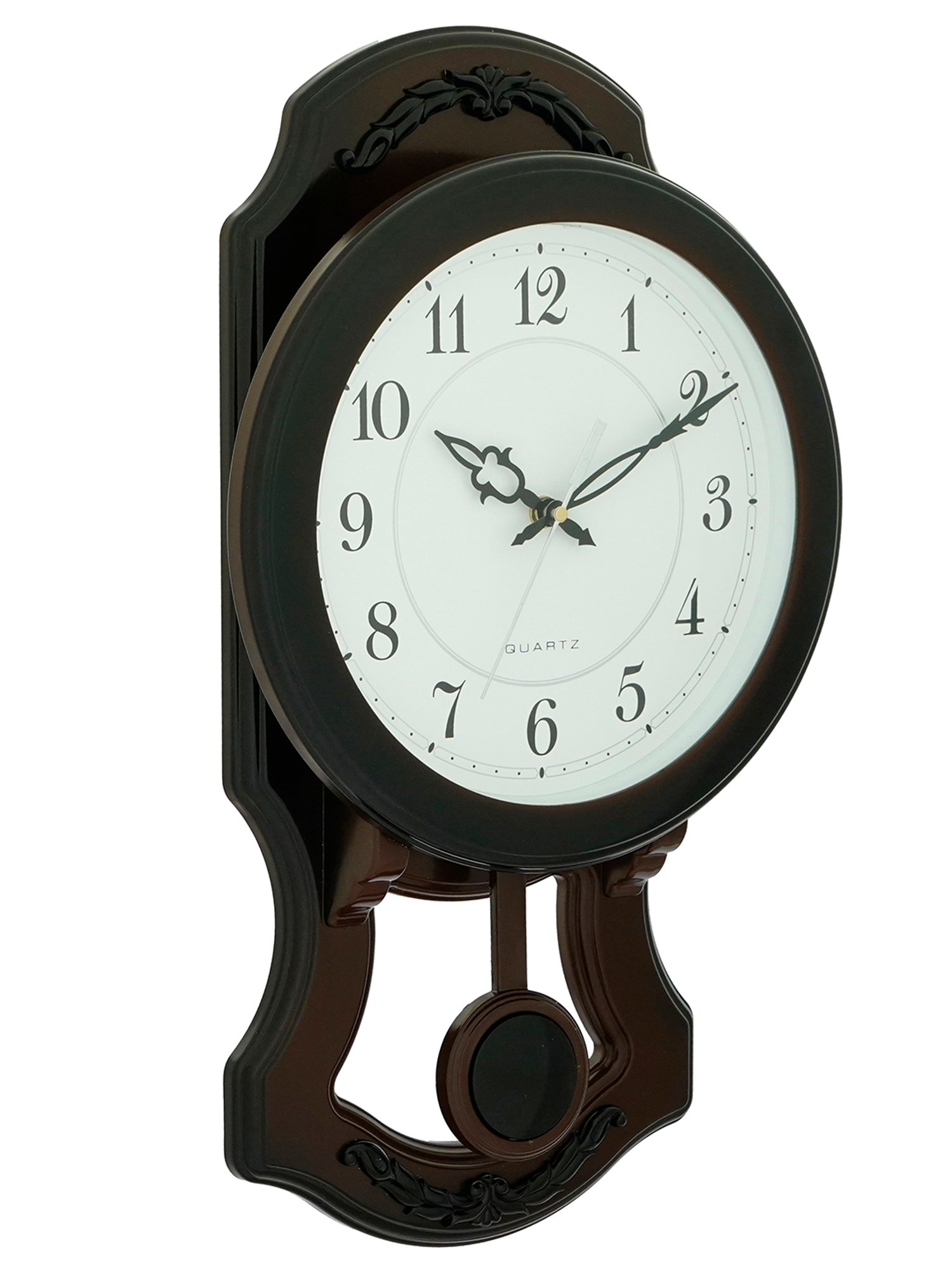 CHRONIKLE Elegant Vertical Black & Brown Plastic Wall Clock