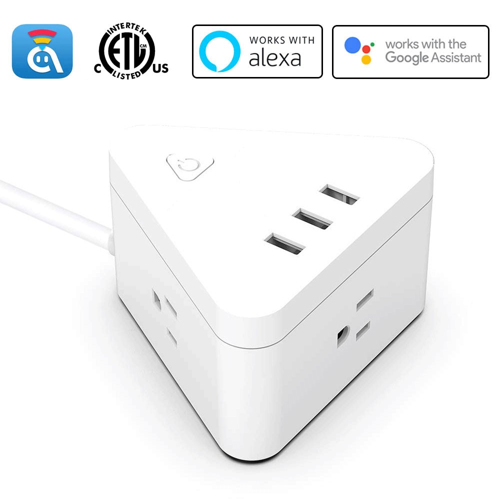 Avatar Controls Triangle Smart Power Strip Alexa, Google Home, WiFi Power Plug with 3 Outlets 3 USB Ports, Separate Switch Remote Control by App, 5ft Extension Cord