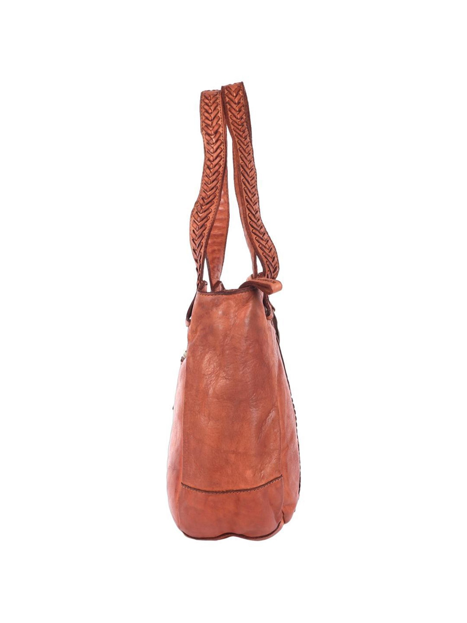 KOMPANERO Madison Cognac Textured Large Shoulder Handbag