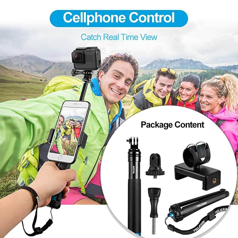 355 Selfie Stick Monopod Compatible with GoPro Selfie Pole with Strong Tripod Mount Adapter and Cellphone Digital Compacts for Hero 9 8 7 6 5 4 3+ Insta 360 One R DJI OSMO Action Camera